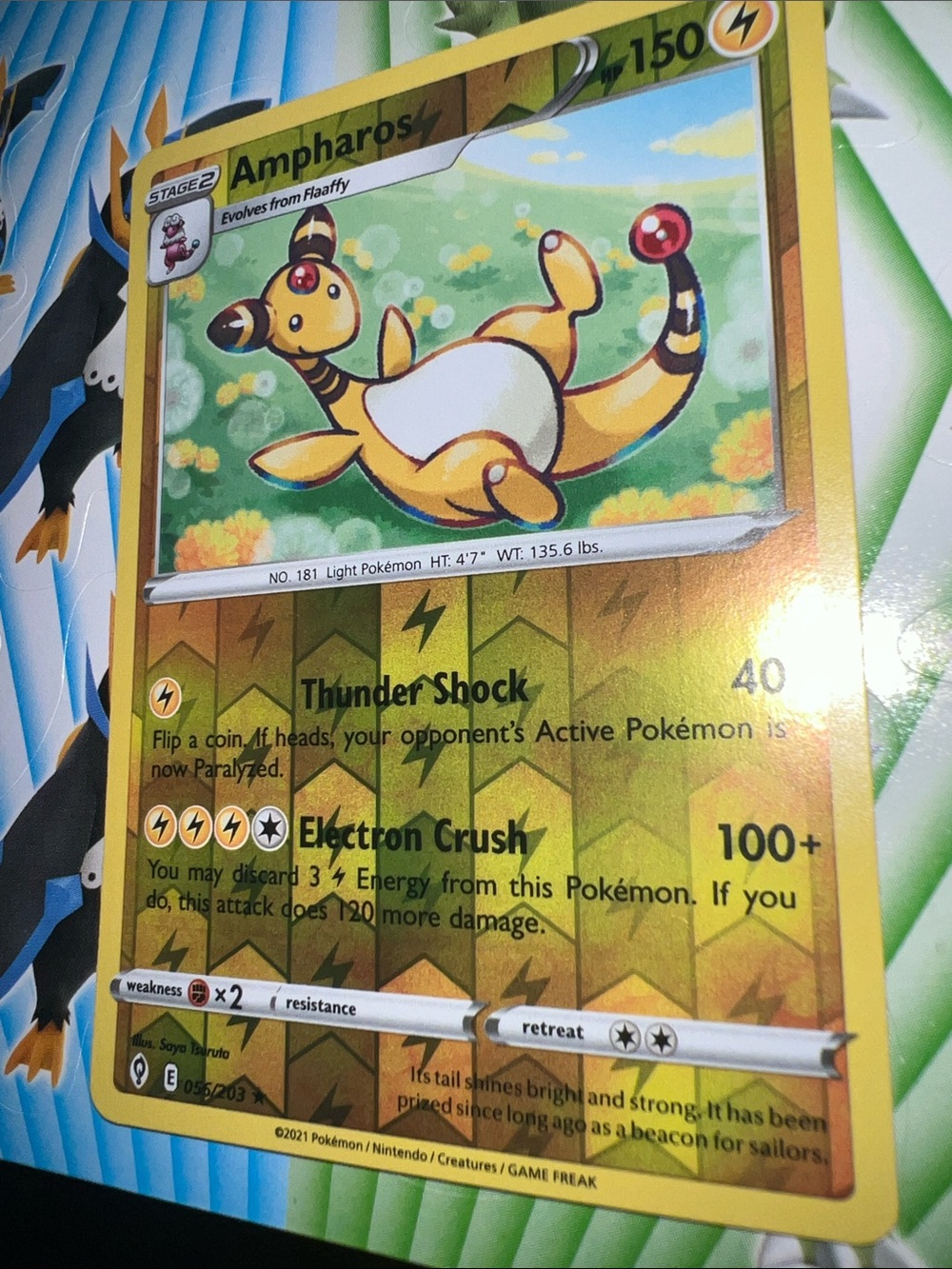 Pokemon Ampharos Card - Yellow and Gold Foil
